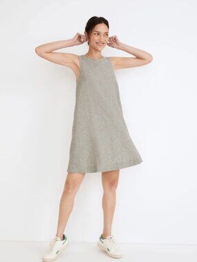 MADEWELL linen cotton tank mini dress in distant grove (S)